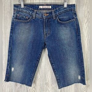 JBRAND LONG BERMUDA JEAN SHORTS Size 25 Womens Summer Denim Blue